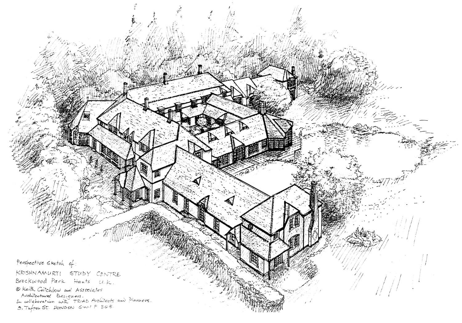 Drawing of the Krishnamurti Centre by architect Keith Critchlow